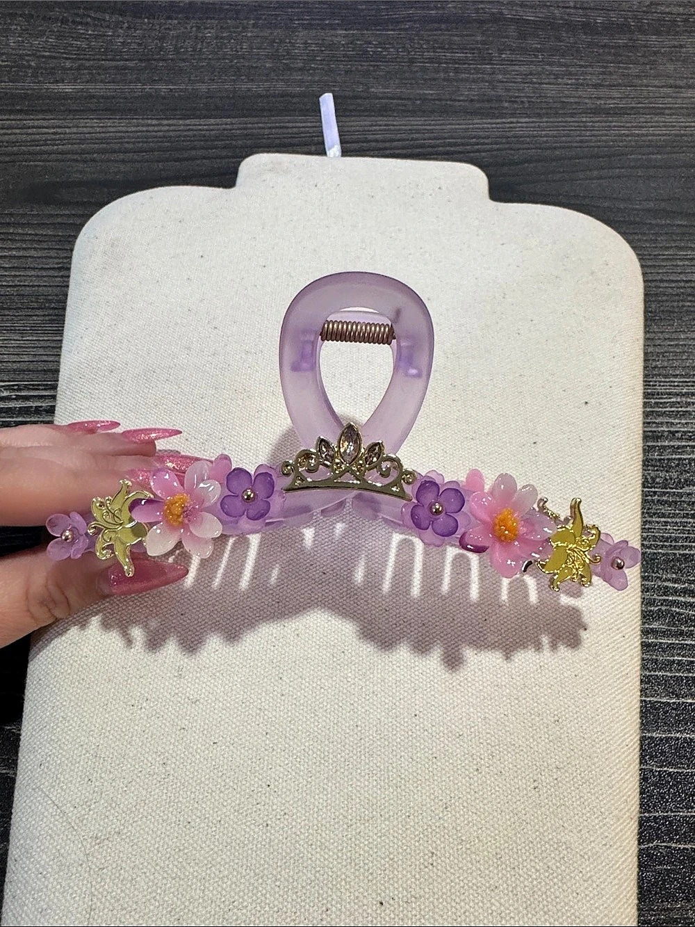 Floral Hair Claw Clip in Pink & Purple
